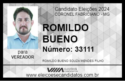 Candidato ROMILDO BUENO 2024 - CORONEL FABRICIANO - Eleições