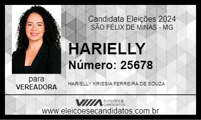 Candidato HARIELLY 2024 - SÃO FÉLIX DE MINAS - Eleições