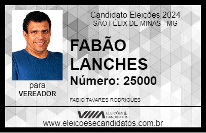 Candidato FABÃO LANCHES 2024 - SÃO FÉLIX DE MINAS - Eleições