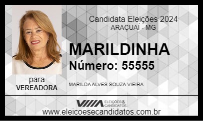 Candidato MARILDINHA DA SAÚDE 2024 - ARAÇUAÍ - Eleições