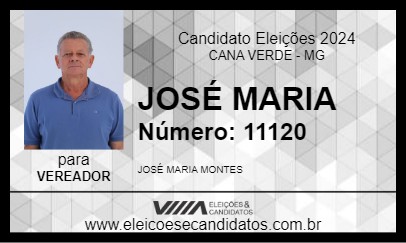 Candidato JOSÉ MARIA 2024 - CANA VERDE - Eleições