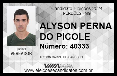 Candidato ALYSON PERNA DO PICOLE 2024 - PERDÕES - Eleições