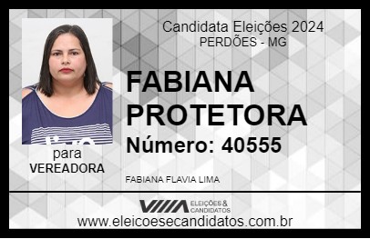 Candidato FABIANA PROTETORA 2024 - PERDÕES - Eleições