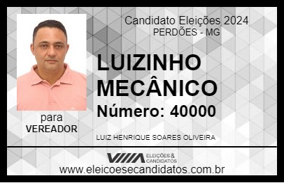 Candidato LUIZINHO MECÂNICO 2024 - PERDÕES - Eleições