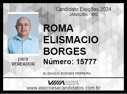 Candidato ROMA ELISMACIO BORGES 2024 - JANAÚBA - Eleições