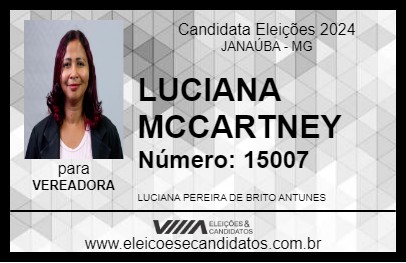 Candidato LUCIANA MCCARTNEY 2024 - JANAÚBA - Eleições