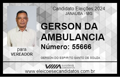 Candidato GERSON DA AMBULANCIA 2024 - JANAÚBA - Eleições