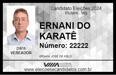 Candidato ERNANI DO KARATÊ 2024 - PIUMHI - Eleições