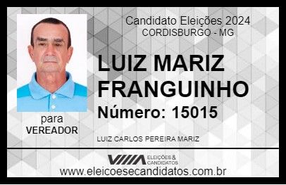 Candidato LUIZ MARIZ FRANGUINHO 2024 - CORDISBURGO - Eleições