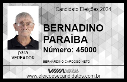 Candidato BERNADINO PARAÍBA 2024 - NOVA PORTEIRINHA - Eleições