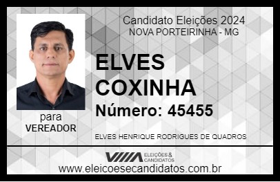 Candidato ELVES   COXINHA 2024 - NOVA PORTEIRINHA - Eleições