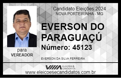 Candidato EVERSON DO PARAGUAÇÚ 2024 - NOVA PORTEIRINHA - Eleições