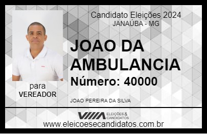 Candidato JOAO DA AMBULANCIA 2024 - JANAÚBA - Eleições