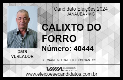 Candidato CALIXTO DO FORRO 2024 - JANAÚBA - Eleições