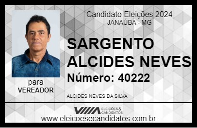 Candidato SARGENTO ALCIDES NEVES 2024 - JANAÚBA - Eleições