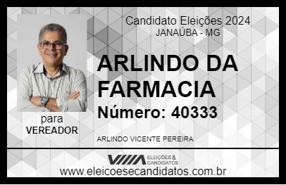 Candidato ARLINDO DA FARMACIA 2024 - JANAÚBA - Eleições