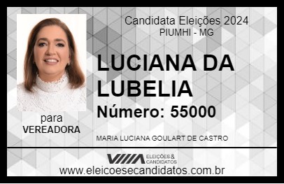 Candidato LUCIANA DA LUBELIA 2024 - PIUMHI - Eleições