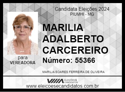 Candidato MARILIA ADALBERTO CARCEREIRO 2024 - PIUMHI - Eleições