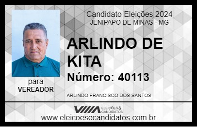 Candidato ARLINDO DE KITA 2024 - JENIPAPO DE MINAS - Eleições