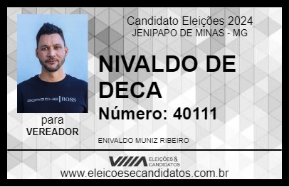 Candidato NIVALDO DE DECA 2024 - JENIPAPO DE MINAS - Eleições