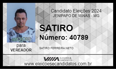 Candidato SATIRO 2024 - JENIPAPO DE MINAS - Eleições