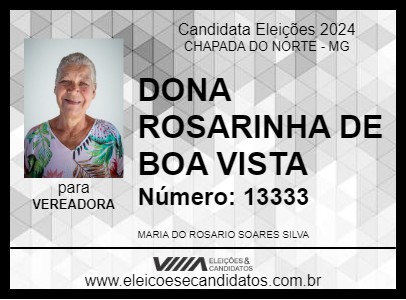 Candidato DONA ROSARINHA DE BOA VISTA 2024 - CHAPADA DO NORTE - Eleições