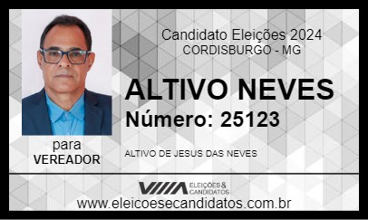 Candidato ALTIVO NEVES 2024 - CORDISBURGO - Eleições