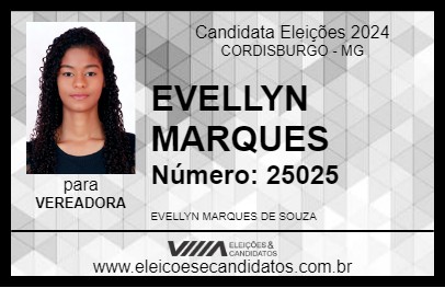 Candidato EVELLYN MARQUES 2024 - CORDISBURGO - Eleições