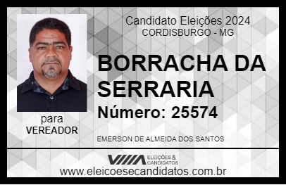 Candidato BORRACHA DA SERRARIA 2024 - CORDISBURGO - Eleições