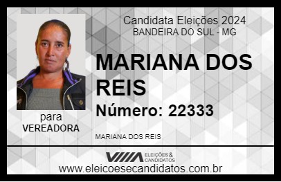 Candidato MARIANA DOS REIS 2024 - BANDEIRA DO SUL - Eleições