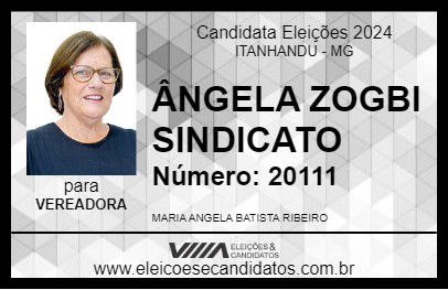 Candidato ÂNGELA ZOGBI SINDICATO  2024 - ITANHANDU - Eleições