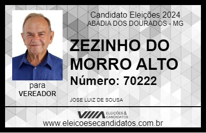 Candidato ZEZINHO DO MORRO ALTO 2024 - ABADIA DOS DOURADOS - Eleições