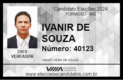 Candidato IVANIR DE SOUZA 2024 - FORMOSO - Eleições