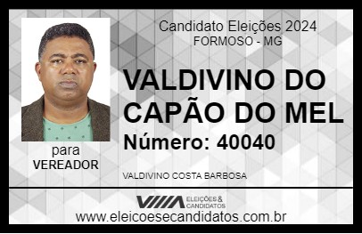 Candidato VALDIVINO DO CAPÃO DO MEL 2024 - FORMOSO - Eleições