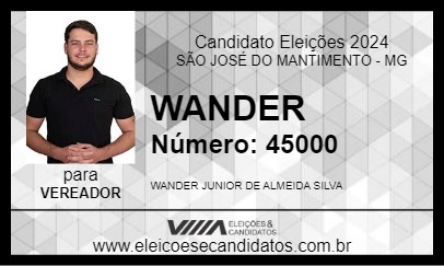 Candidato WANDER 2024 - SÃO JOSÉ DO MANTIMENTO - Eleições