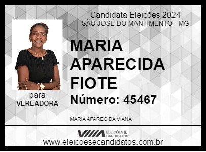 Candidato MARIA APARECIDA FIOTE 2024 - SÃO JOSÉ DO MANTIMENTO - Eleições