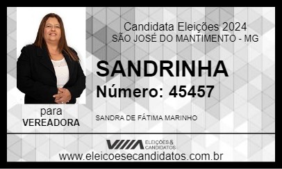 Candidato SANDRINHA 2024 - SÃO JOSÉ DO MANTIMENTO - Eleições