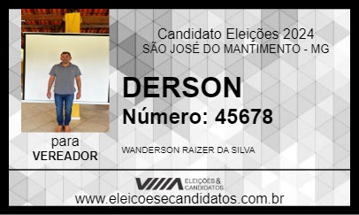 Candidato DERSON 2024 - SÃO JOSÉ DO MANTIMENTO - Eleições