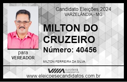 Candidato MILTON DO CRUZEIRO 2024 - VARZELÂNDIA - Eleições