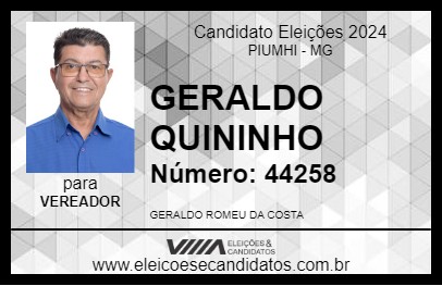 Candidato GERALDO QUININHO 2024 - PIUMHI - Eleições