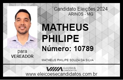 Candidato MATHEUS PHILIPE 2024 - ARINOS - Eleições