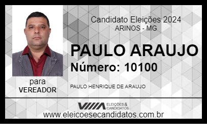 Candidato PAULO ARAUJO 2024 - ARINOS - Eleições