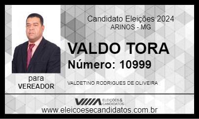 Candidato VALDO TORA 2024 - ARINOS - Eleições