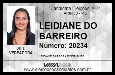 Candidato LEIDIANE DO BARREIRO 2024 - ARINOS - Eleições