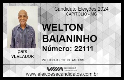 Candidato WELTON BAIANINHO 2024 - CAPITÓLIO - Eleições