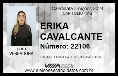 Candidato ERIKA CAVALCANTE 2024 - CAPITÓLIO - Eleições