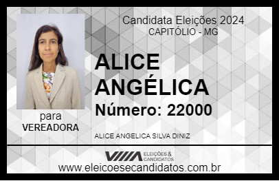 Candidato ALICE ANGÉLICA 2024 - CAPITÓLIO - Eleições