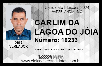 Candidato CARLIM DA LAGOA DO JÓIA 2024 - VARZELÂNDIA - Eleições