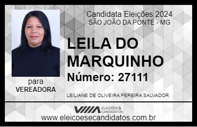 Candidato LEILA DO MARQUINHO 2024 - SÃO JOÃO DA PONTE - Eleições