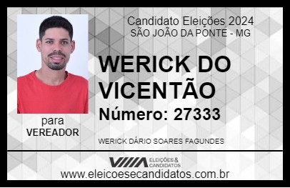 Candidato WERICK DO VICENTÃO 2024 - SÃO JOÃO DA PONTE - Eleições